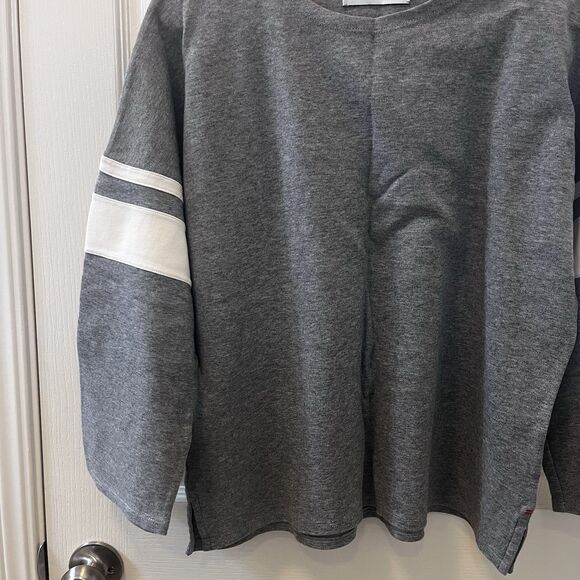 La Ligne Varsity Tee Striped Cotton Top Gray Women's Size Medium - Picture 3 of 15